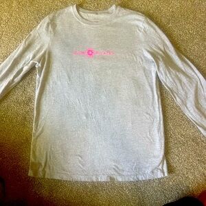 Club Pilates- Pink Logo Gray Long Sleeve Tee